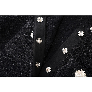 Abito <span class=keywords><strong>in</strong></span> <span class=keywords><strong>Maglia</strong></span> da Donna Autunno Inverno Nuovo Modello con Perline Pesanti Aderente Elegante e Sexy a Maniche Corte - Product Image 3