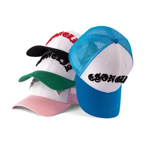 Custom Logo Embroidery 5 Panel Hat Mesh Baseball Cap with Logo Blank Snapback Cap Trucker Hats