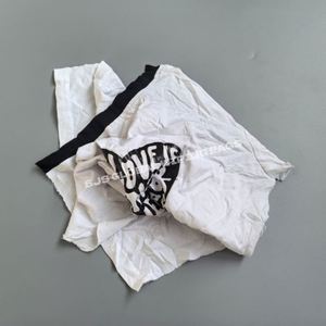 Chiffons absorbants en tissu de t-shirt blanc imprimé, 50 lb. Chiffons en coton, chiffons d'essuyage généraux fiables, chiffons blancs - Product Image 1