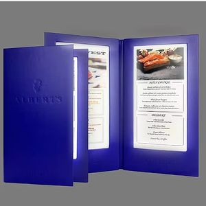 Menu personnalisé avec éclairage, porte-menu rétroéclairé à LED à 2 pages, menu numérique rechargeable pour restaurant, bar - Product Image 1