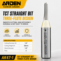 Arden Customized Carbide 3F Straight Bit 12.7mm CNC Router Bit untuk Pemotongan Kayu Alat Pertukangan Kayu CNC yang Dapat Disesuaikan