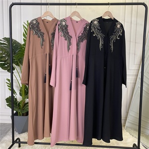 6510# EID Abaya Dubai Turkey Solid Color Simple Modest Islamic Clothing Muslim Women Dress - Product Image 5