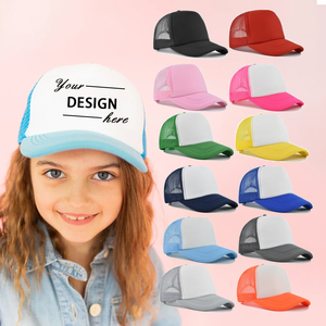 Mũ kết trẻ em có logo cá nhân hóa, chất liệu lưới polyester, có thể điều chỉnh, in chuyển nhiệt, tự làm - Product Image 1