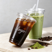 Gobelets jetables en PET à fond rond 12/14/16/20/24oz, transparents avec couvercles pour café à emporter, faible MOQ
