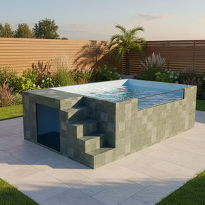 Piscina rectangular gigante para el hogar, piscina acrílica, piscina exterior sobre el suelo, piscina de fibra de vidrio, piscina contenedor. - Product Image 1
