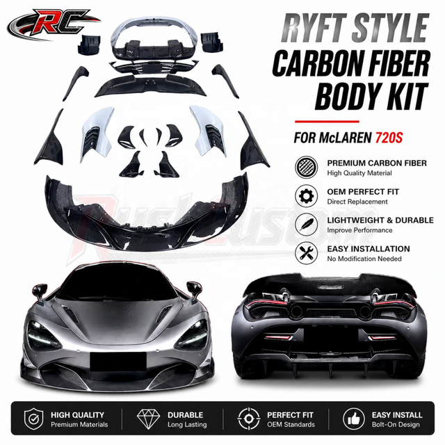 For McLaren 720S Body Kit Carbon Fiber RYFT Style Lightweight Construction Exact Fitment Seamless Installation Full Exterior