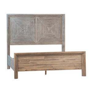 Cadre de lit plateforme en bois massif de style antique, avec tête de lit, pour lit Queen ou King - Product Image 1
