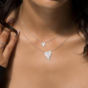 वैलेंटाइन्स के उपहार सुंदर दिल आकर्षण श्रृंखला हार सूक्ष्म साफ cz दिल का वादा वैलेंटाइन्स 925 चांदी के गहने - Product Image 6