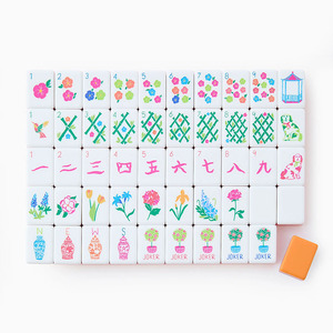 Custom Orange 4 Player UV Printing Acrylic American <b>Mahjong</b> Tiles Custom Logo Indoor Luxury <b>Mahjong</b> Game <b>Set</b> - Product Image 2