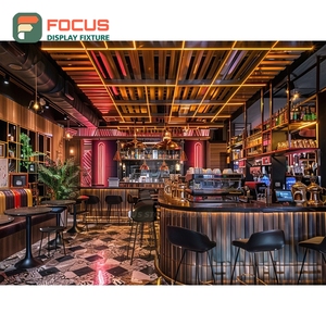 Creative Coffee Service Counter Front Cashier Zone Barista Area Oak Grain Cafe Service Counter - Product Image 6