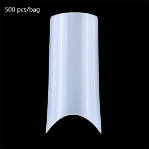 Wholesale 500 PCS Clear Natural Type C Bamboo Tube U Shaped Extra Long C Curve False Nail Tips Full Cover Nails Tip