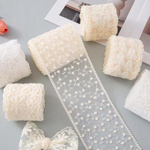 Ruban de dentelle brodé vintage classique personnalisé de 7 cm x 5 yards pour bouquet de mariage, emballage, embellissement de vêtements, décoration - Product Image 1
