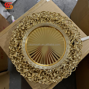 Assiette de présentation ronde en plastique lisse de 13 pouces, design creux, pour mariage et banquet, vente en gros - Product Image 1