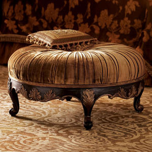 Modern Luxury Round Ottoman Stool Solid Wood with Soft Fabric for Entry School or Apartment <strong>Mid</strong> for <strong>Century</strong> Velvet <strong>Footstool</strong> - Product Image 2