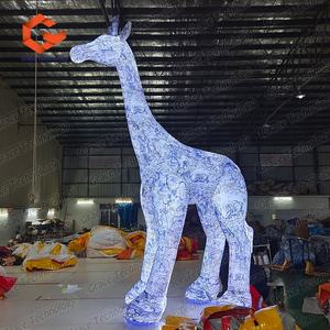 <span class=keywords><strong>Girafe</strong></span> gonflable lumineuse LED, modèle en porcelaine bleue et blanche, ballon animal gonflable pour exposition extérieure - Product Image 2