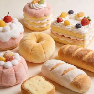 ตุ๊กตาขนมปังและเค้กวันเกิดแบบกำหนดเอง ตุ๊กตาการ์ตูนนุ่มนิ่มน่ารัก หมอนตกแต่งบ้าน ของขวัญส่วนตัวสำหรับงานปาร์ตี้ - Product Image 1