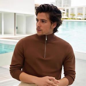 <span class=keywords><strong>Pull</strong></span> en maille <span class=keywords><strong>pour</strong></span> homme, style américain, col semi-montant zippé, en polyester et terylène, hiver, lavable en machine, coupe ajustée, robuste - Product Image 4