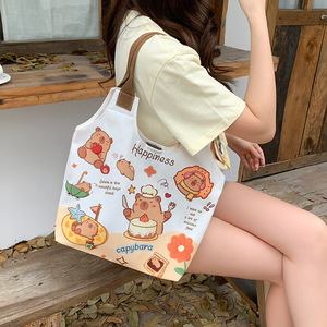 Orijinal Küçük Canavar Karikatür Kanvas kadın Yeni Büyük Kapasiteli Manyetik Toka Tatil Öğrenci Sınıfı Sırt Çantası - Product Image 4