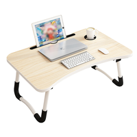 Petite table pliante avec porte-gobelet, tiroir, en bois, pour lit, ordinateur portable, bureau, salle à manger, table antidérapante pour la maison