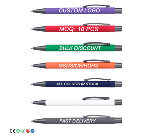 促销定制标志金属圆珠笔软橡胶涂层点击多色印刷商业广告钢笔礼品 - Product Image 1