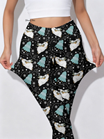 Leggings de yoga de cintura alta para mujer, estampado de ángel y cerdo navideño, ajustados, con gráfico de bosque nevado, pantalones de entrenamiento, ropa deportiva