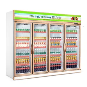 Refroidisseur de boissons électrique commercial à <span class=keywords><strong>4</strong></span> <span class=keywords><strong>portes</strong></span> vitrine réfrigérée de boisson froide verticale vitrine isolée de bière grand réfrigérateur - Product Image 1
