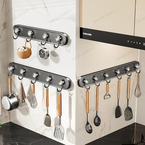 Support mural à ventouse pour cuisine, finition chromée robuste, pour cuillères et spatules, support de rangement sans perçage - Product Image 1