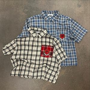 Custom Embroidery Logo Summer <b>Shirt</b> Vintage Button up Cotton Plaid <b>Flannel</b> <b>Shirt</b> Oversized Boxy Cropped <b>Men</b> T-<b>shirts</b> - Product Image 1