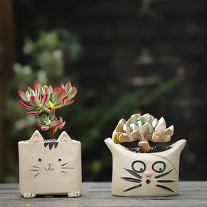 Macetas de Suculentas Pintadas <span class=keywords><strong>a</strong></span> <span class=keywords><strong>Mano</strong></span> de Estilo Zakka, Adorables Macetas de Cerámica con Diseño de Animales de Dibujos Animados, Éxito de Ventas Transfronterizo - Product Image 4