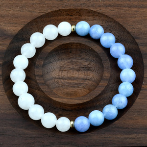 Pulsera de cuentas azules Pulsera de cristal de piedra natural Joyería hecha a mano para mujer - Product Image 2