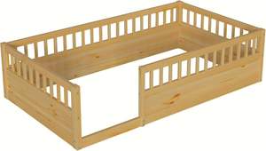 מיטה קומה אחת מעץ מונטסורי עץ עם מגירה עיצוב נייד לחדר שינה או אפשרות סיטונאית בסלון - Product Image 5