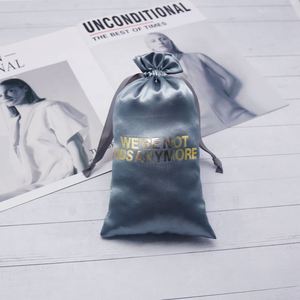 Luxury Drawstring Satin <b>Bag</b> with Logo Blue Gift Pouch <b>Dust</b> <b>Bag</b> Aseptic Best Packaging S005 - Product Image 2