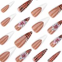 Ongles artificiels en résine 3D stéréo pleine couverture style français 2025 – Gel Armor, divers styles, fruits, fleurs, pour les fêtes, style océan