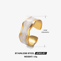 Français rétro plaqué or Alien bague femmes mode tempérament noir blanc gouttes d'huile conception en acier inoxydable ODM bijoux