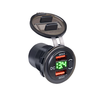 Chargeur USB de voiture à charge rapide avec stéréo, voltmètre, double port de charge rapide, interrupteur, lumière et fonction de protection améliorée