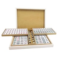 Ensemble complet de tuiles de mahjong américaines de 30 mm, personnalisables, en acrylique transparent, type USA, avec boîte en bois et PVC