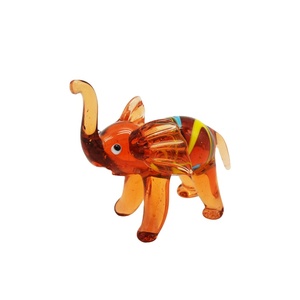 Handblown Glass <b>Elephant</b> Figurine Animal <b>Ornament</b> Miniature Decoration Handmade Blown Glass Craft - Product Image 1