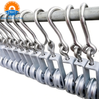 Système de rouleaux à crochet à rail plat en acier inoxydable pour ligne de process de boucherie de bovins, équipement de transport de carcasses CE