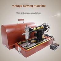Nouvelle machine à coudre domestique avec boîtier en bois, point plat simple, pied entraîneur, fonctionnement électronique, pour usage industriel en usine
