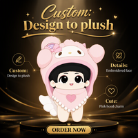Peluche personnalisée de 10 cm, poupée rose à capuche avec étoile, jouet en peluche mignon, vente en gros