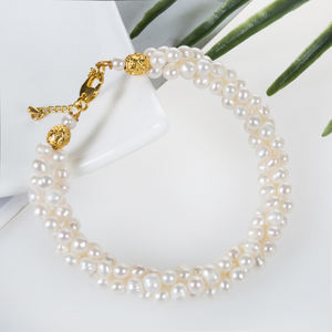 <b>pearl</b> <b>bracelet</b> 3 rows twisted with round <b>pearls</b> - Product Image 5