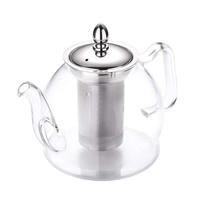 Théière en verre avec infuseur amovible en acier inoxydable pour thé en fleurs et thé en vrac