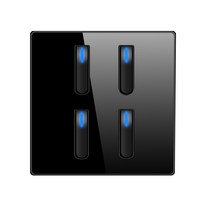 Panel Saklar Kaca Temper Hitam dengan Tombol Piano Berlampu LED Tipe 86 Pemasangan Tersembunyi dengan Soket 5pin 16A