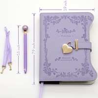 Carnet secret A5 verrouillable avec couverture en cuir PU, cadenas en forme de cœur, 360 pages lignées, papier sans acide, coins arrondis, logo personnalisé