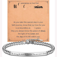 Ensemble de bracelets gravables personnalisés à la mode CYNYA: perles en argent en acier inoxydable, réglables, bracelet et bracelet cadeau pour femme