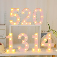 Lumières LED en plastique en forme de lettres anglaises lumineuses roses transfrontalières pour proposition de mariage, décoration de confession, et lumières numériques pour fête d'anniversaire