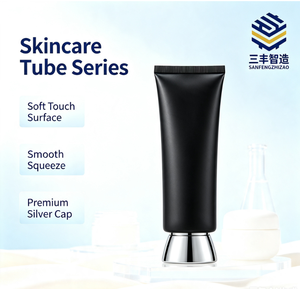 หลอดบีบเครื่องสำอางพลาสติกสีดำหรูหราพร้อมฝาเกลียวเคลือบเงิน พิมพ์ลายซิลค์สกรีน ขนาดเส้นผ่านศูนย์กลาง 35 มม. - Product Image 3