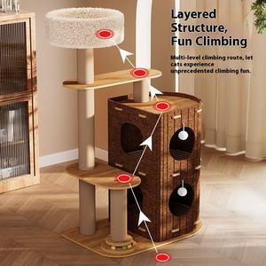 Sıcak satış çok katmanlı kedi ağacı ağacı ile delik <span class=keywords><strong>Pet</strong></span> yatak yıl yuvarlak All in One aşınmaya dayanıklı kedi ağacı keçe yatak <span class=keywords><strong>Pet</strong></span> kedi Scratcher - Product Image 2