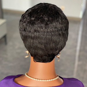 Pelucas Cortas Tipo Pixie Cut, Sin Encaje, Resistentes al Calor, Color Negro Natural, 4 Pulgadas, para Mujeres Negras, Venta al Por Mayor, Hechas a Máquina - Product Image 4