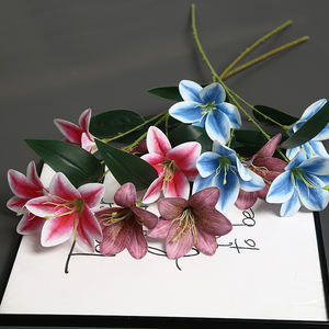 Fabricante de simulación único de <span class=keywords><strong>lirio</strong></span> de cuatro cabezas al por mayor, hecho a mano puro, extremadamente realista, flores de uso multicampo - Product Image 6